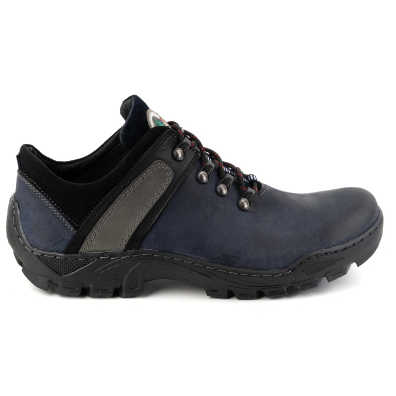 Olivier Sapatos masculinos de trekking em couro 311GT, azul marinho