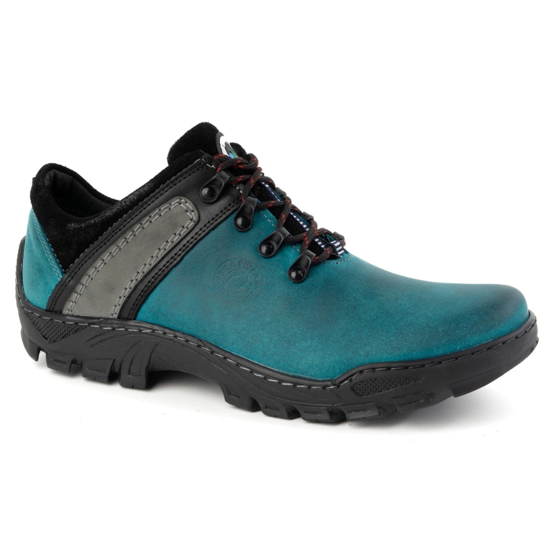 Olivier Sapatos masculinos de trekking em couro 311GT, turquesa verde