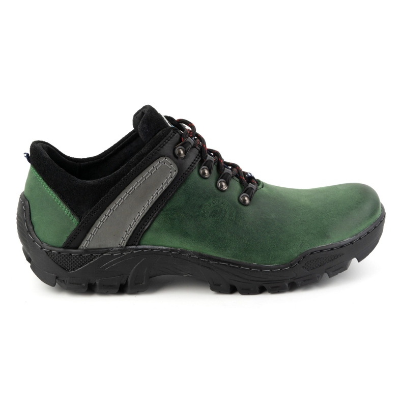 Olivier Sapatos masculinos de trekking em couro 311GT, verde