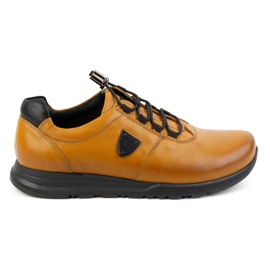 Sapatos masculinos de couro KAMPOL 25/48 castanho claro marrom