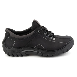 KOMODO Sapatos masculinos de trekking em couro 936K, preto