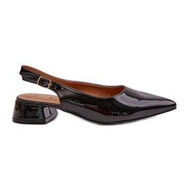 Sapatilhas de salto baixo Anarinne pretas envernizadas com dedos pontiagudos preto