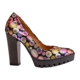 Sapatos de couro com salto alto Maciejka 02629-39 multicolorido preto Sapatos de couro com salto alto Maciejka 02629-39 multicolorido preto