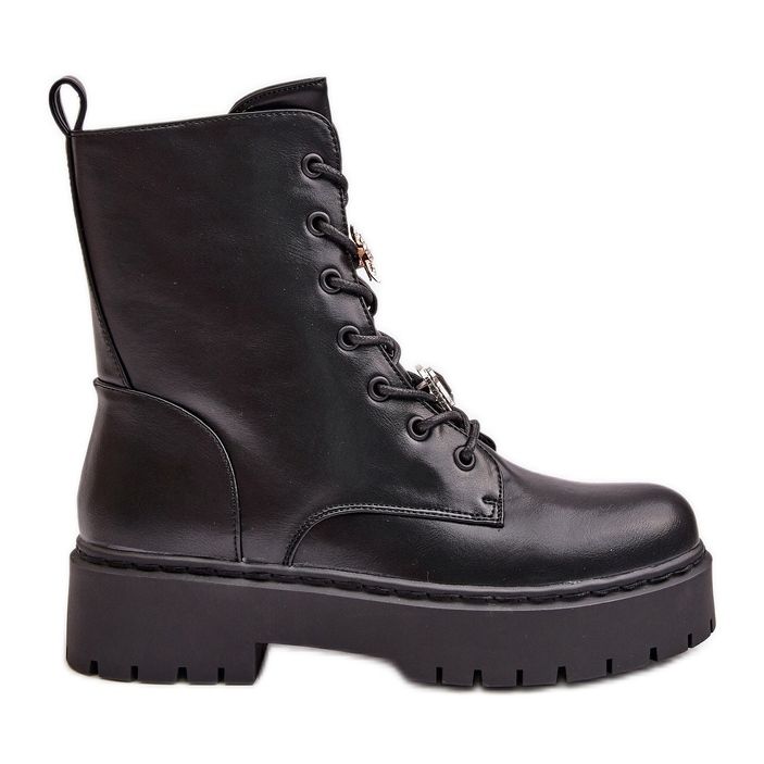 Botas de trabalho isoladas femininas com alfinetes pretas Avorira preto