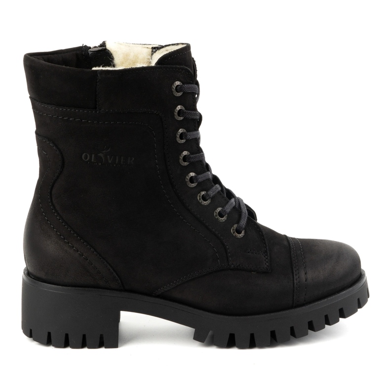 Olivier Botas femininas de couro, botas de inverno com isolamento, 272BB, pretas preto