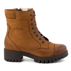 Olivier Botas femininas de couro, botas de inverno com isolamento, 272BB, marrom castanho