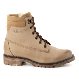 Olivier Botas femininas de couro, botas de inverno com isolamento, 365BB, bege Olivier Botas femininas de couro, botas de inverno com isolamento, 365BB, bege