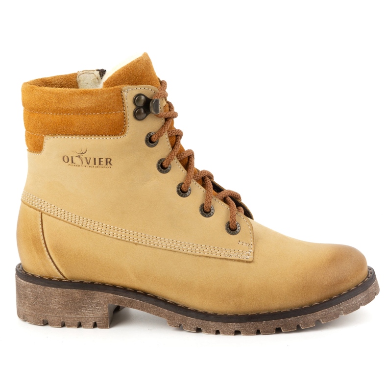 Olivier Botas femininas de couro, botas de inverno com isolamento, 365BB, areia bege