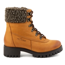 Olivier Botas femininas de couro, botas de inverno com isolamento, 330BB, vermelhas laranja Olivier Botas femininas de couro, botas de inverno com isolamento, 330BB, vermelhas laranja