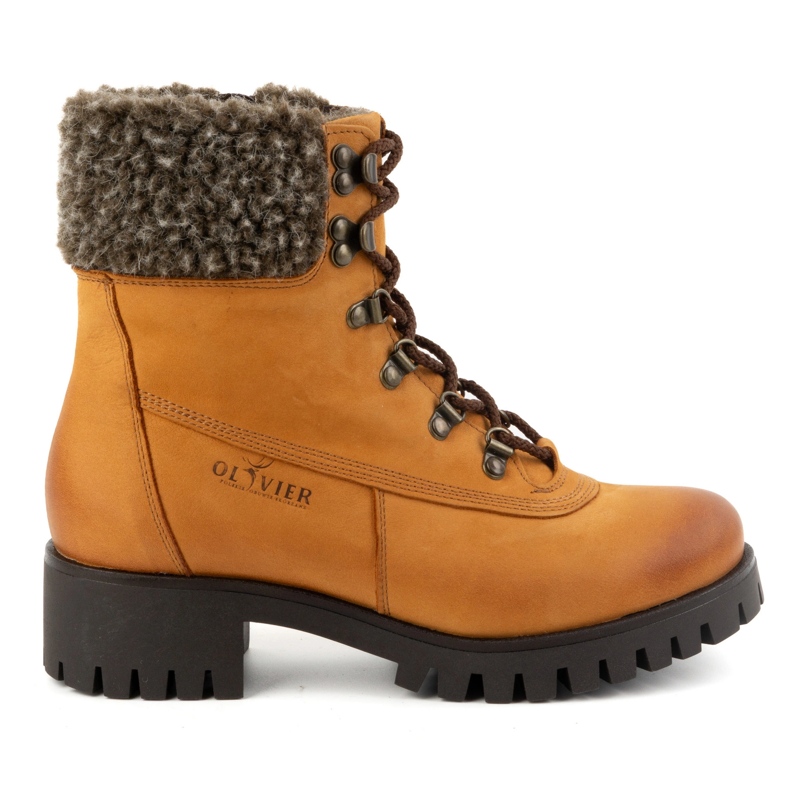 Olivier Botas femininas de couro, botas de inverno com isolamento, 330BB, vermelhas laranja