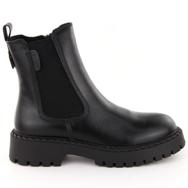 Botas femininas de couro pretas com isolamento Chelsea Big Star OO274109 preto