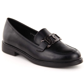 Sapatos senhores femininos com decoração, pretos Potocki 12425