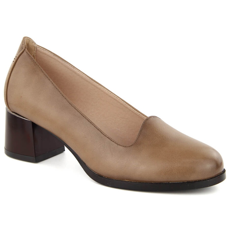 Sapatos femininos bege de salto alto Potocki 12545