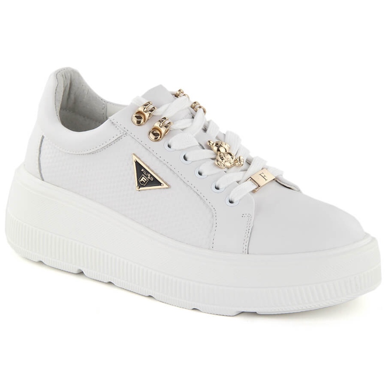 Sapatos femininos brancos de couro na plataforma Filippo DP6382