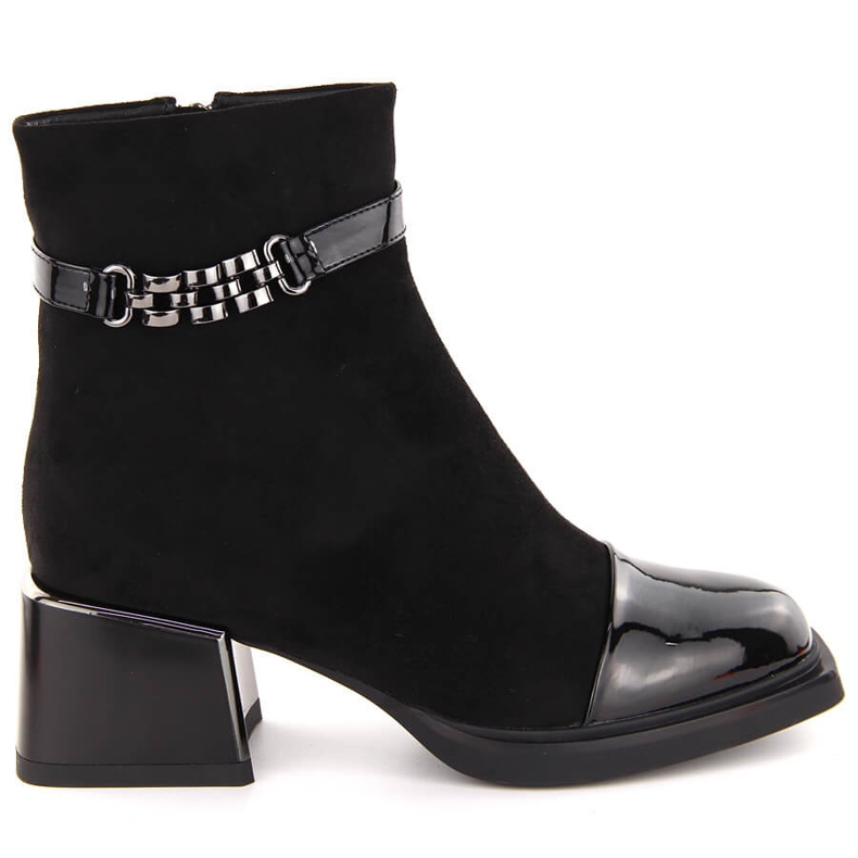 Botins femininos com salto preto decorativo D&amp;A S.Barski Premium Collection MR880-018