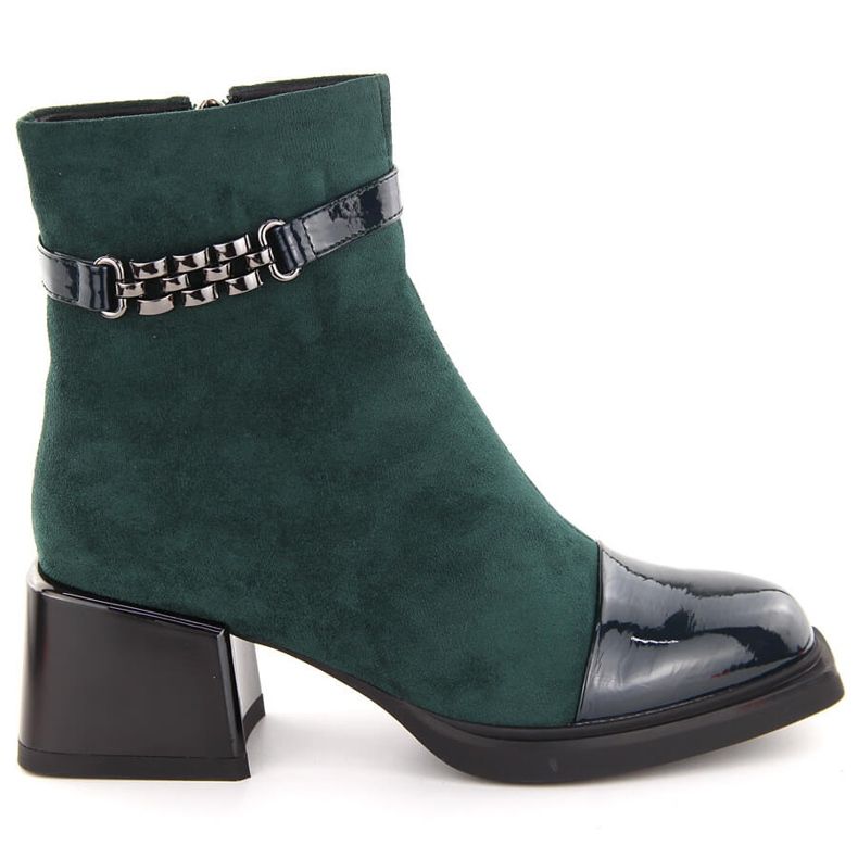 Botins femininos com salto decorativo, verde D&amp;A S.Barski Premium Collection MR880-018