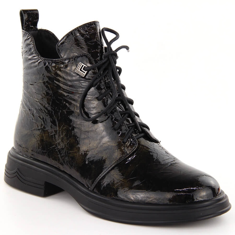 Botins de couro envernizado D&amp;A S.Barski Premium Collection LZ42-042 preto