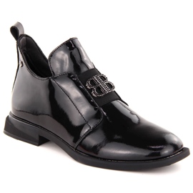 Botins femininos em couro envernizado com decoração, pretos Filippo DBT4763 Botins femininos em couro envernizado com decoração, pretos Filippo DBT4763