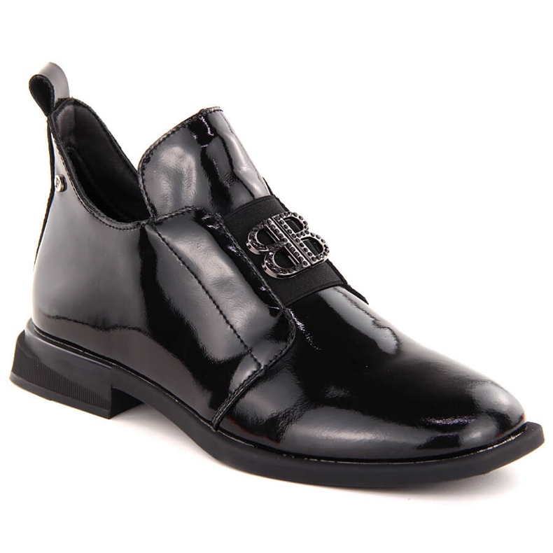 Botins femininos em couro envernizado com decoração, pretos Filippo DBT4763 Botins femininos em couro envernizado com decoração, pretos Filippo DBT4763