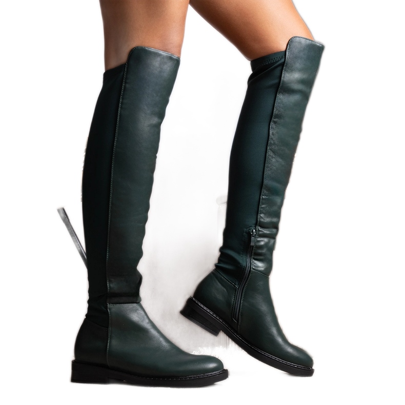 Botas longas verdes em couro ecológico Polmapina