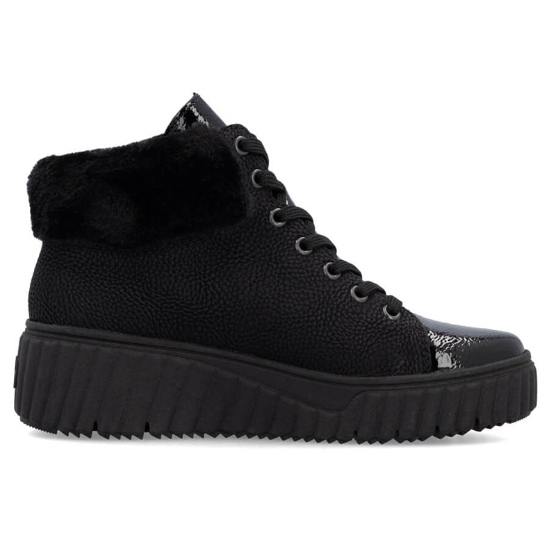 Botas femininas impermeáveis ​​pretas de cunha Rieker N2505-00 preto