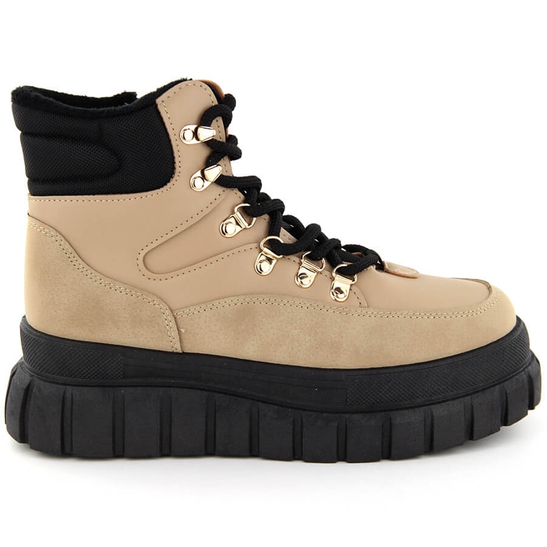 Botas femininas bege com plataforma grossa News 7928