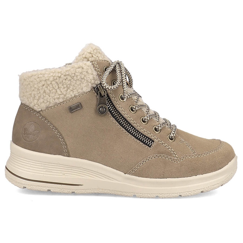 Botins femininos impermeáveis ​​de couro bege Rieker L7701-24