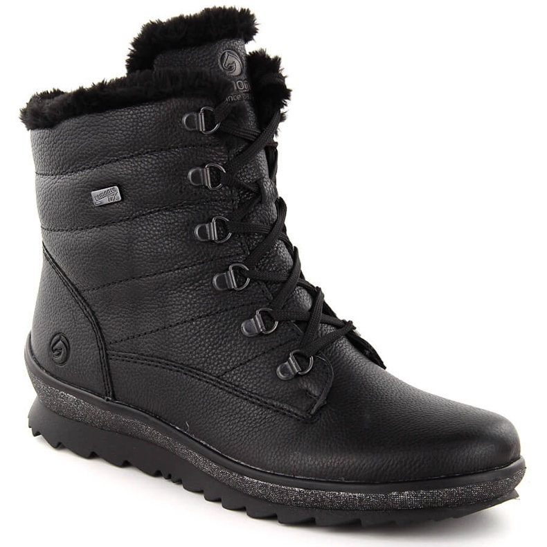 Botas femininas pretas de couro com isolamento Remonte R8480-01 preto