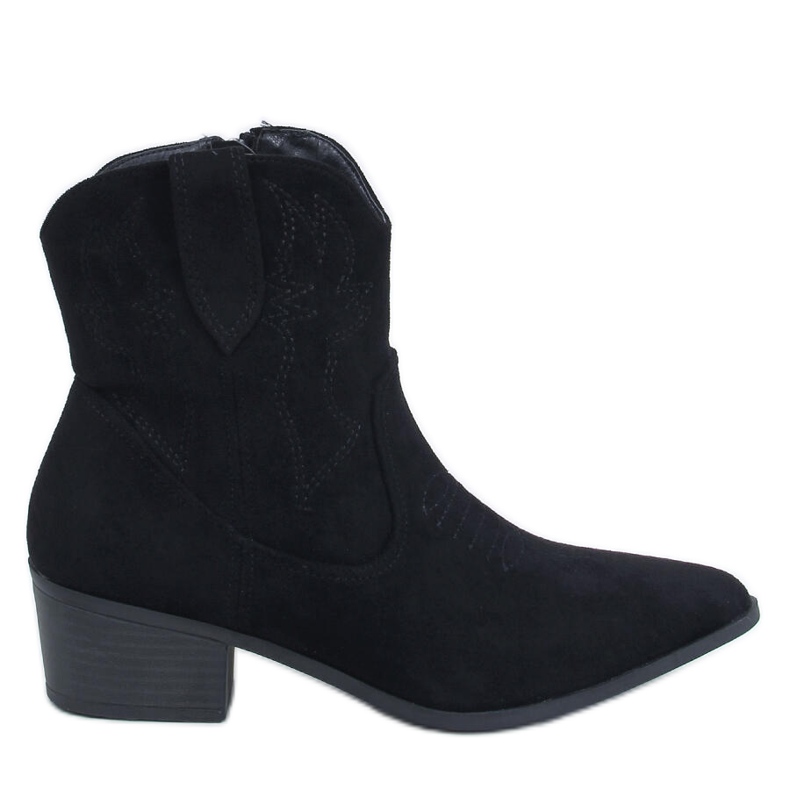 Botas de cowboy femininas Poirot Black em camurça preto