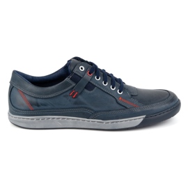 KOMODO Sapatos masculinos de couro Casual 932k, azul marinho