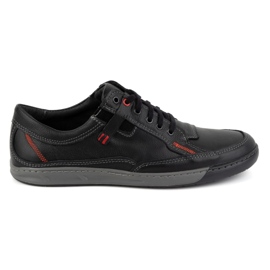 KOMODO Sapatos masculinos de couro casuais 932K pretos