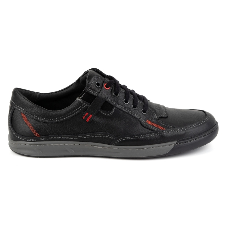 KOMODO Sapatos masculinos de couro casuais 932K pretos