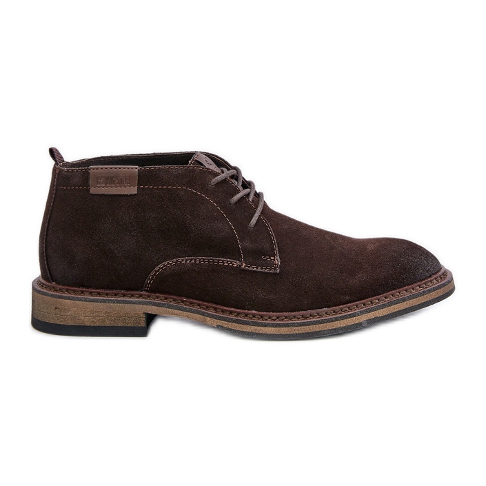 Botas masculinas de camurça com cordões Big Star OO174145 Castanho escuro