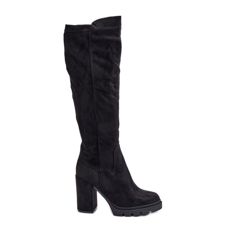 Botas femininas isoladas de salto alto eco camurça preta Tirisha preto
