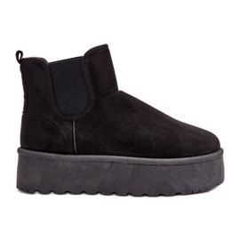 Botas femininas de neve com plataforma e inserções elásticas pretas Rialine preto