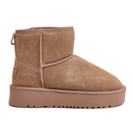 Botas femininas de camurça para neve com plataforma no tornozelo bege Rianaella