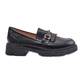 Mocassins femininos com decoração, couro ecológico, Tialorae preto