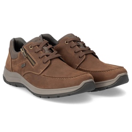 Sapatos casuais masculinos de couro, marrom, Rieker 03601-22