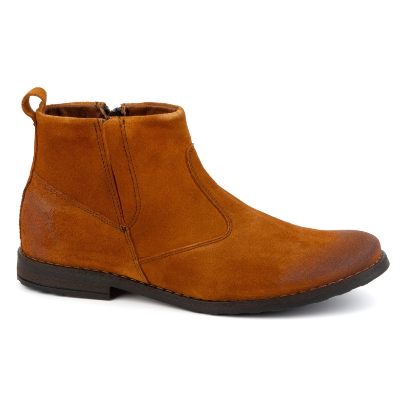 Olivier Botas masculinas de couro Chelsea 7939S vermelhas laranja