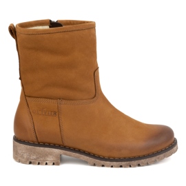 Olivier Botas femininas de couro com isolamento de inverno 340BB castanho marrom