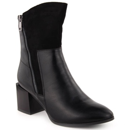 Botas femininas com salto alto com isolamento, pretas Jezzi ASA217-9 preto