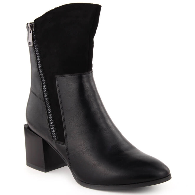 Botas femininas com salto alto com isolamento, pretas Jezzi ASA217-9 preto