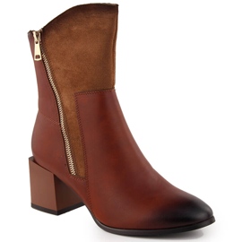 Botins femininos marrons de salto alto com isolamento Jezzi ASA217-9 marrom