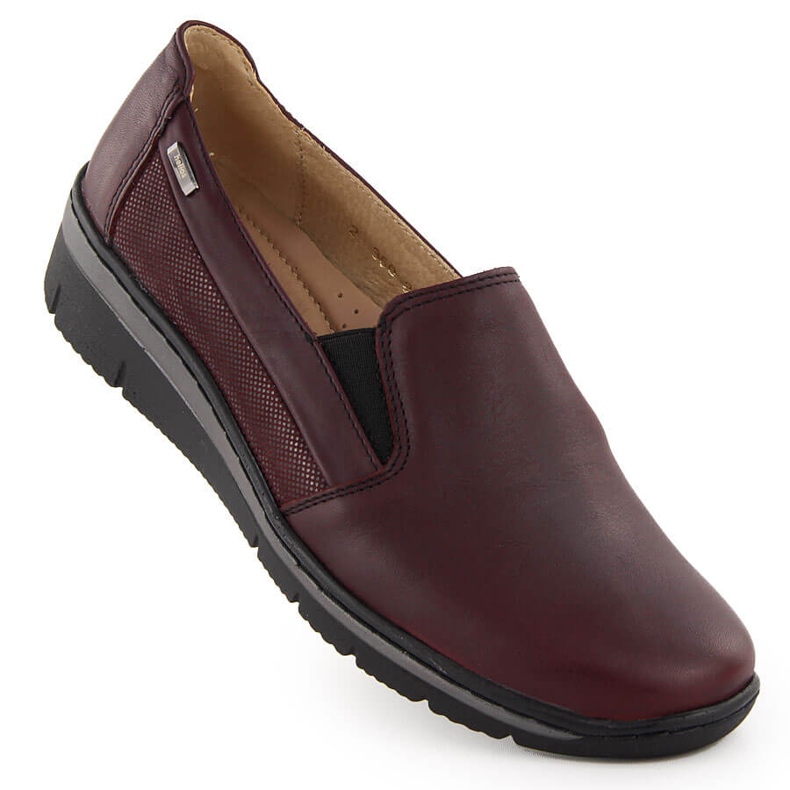 Sapatos femininos confortáveis ​​de couro cereja Helios 350-2 vermelho