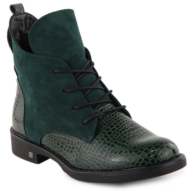 Botas femininas de salto baixo, isoladas, verdes Potocki SZ12080