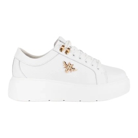 Tênis plataforma branco de couro