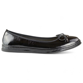 Sapatilhas femininas pretas envernizadas com palmilha de couro, sapatos femininos confortáveis preto