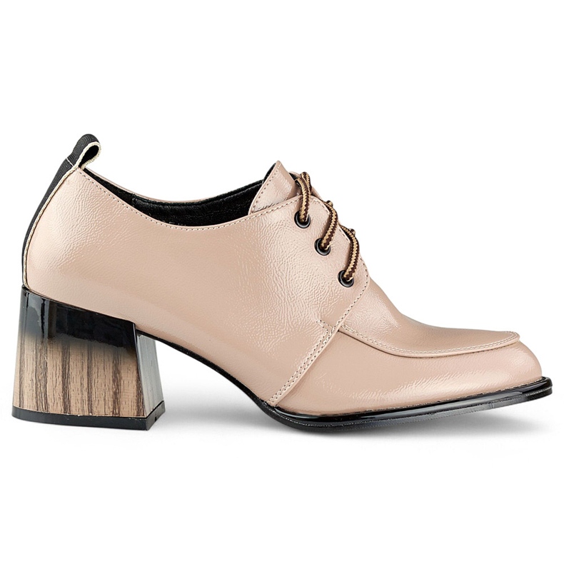 Botins lacados bege com salto vermelho, sapatos femininos elegantes