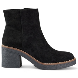 Botins pretos clássicos de salto alto feminino