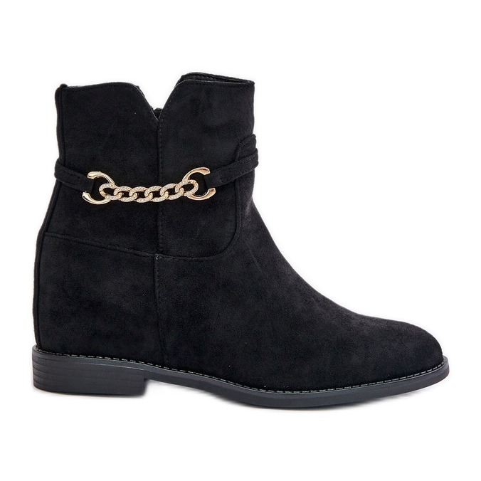 Botins femininos com cunha oculta em camurça ecológica, preto Ofcorna